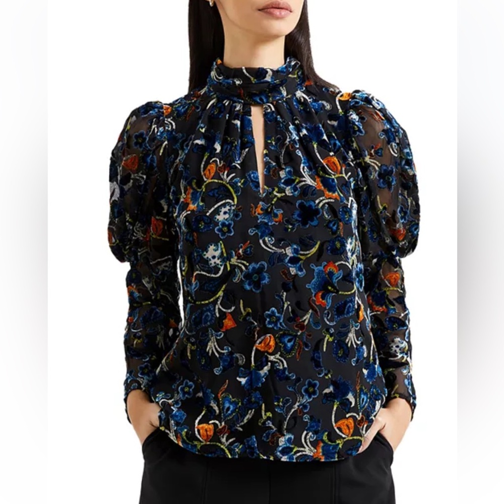 FRENCH CONNECTION
Avery Burnout Velvet Keyhole Top